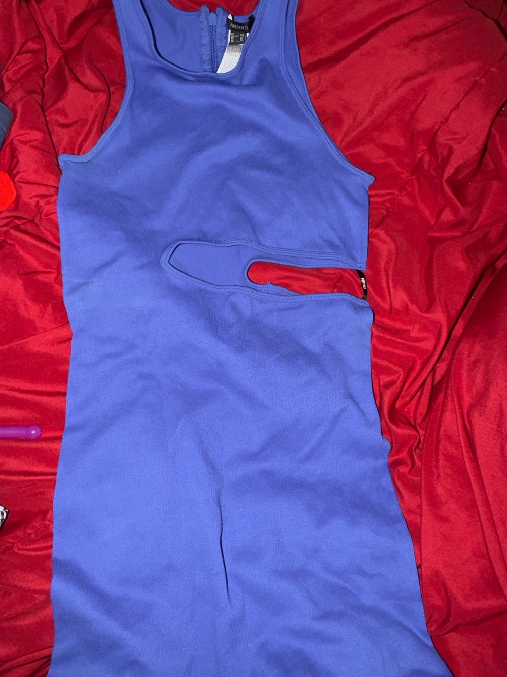 Forever 21 Blue Racerback Mini Dress with Side Cutout